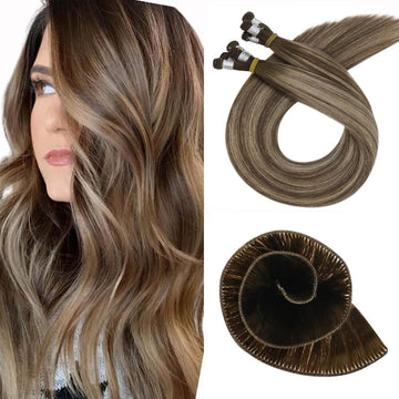 Fshine Virgin Hand Tied Weft Hair Balayage Color 100% Human Hair Bundles (#4/27/4) - FShine Shop